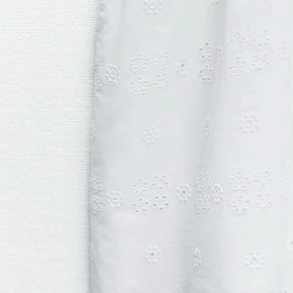 ZARA EMBROIDERED WHITE DRESS WITH BOWS - Picture 6 of 8